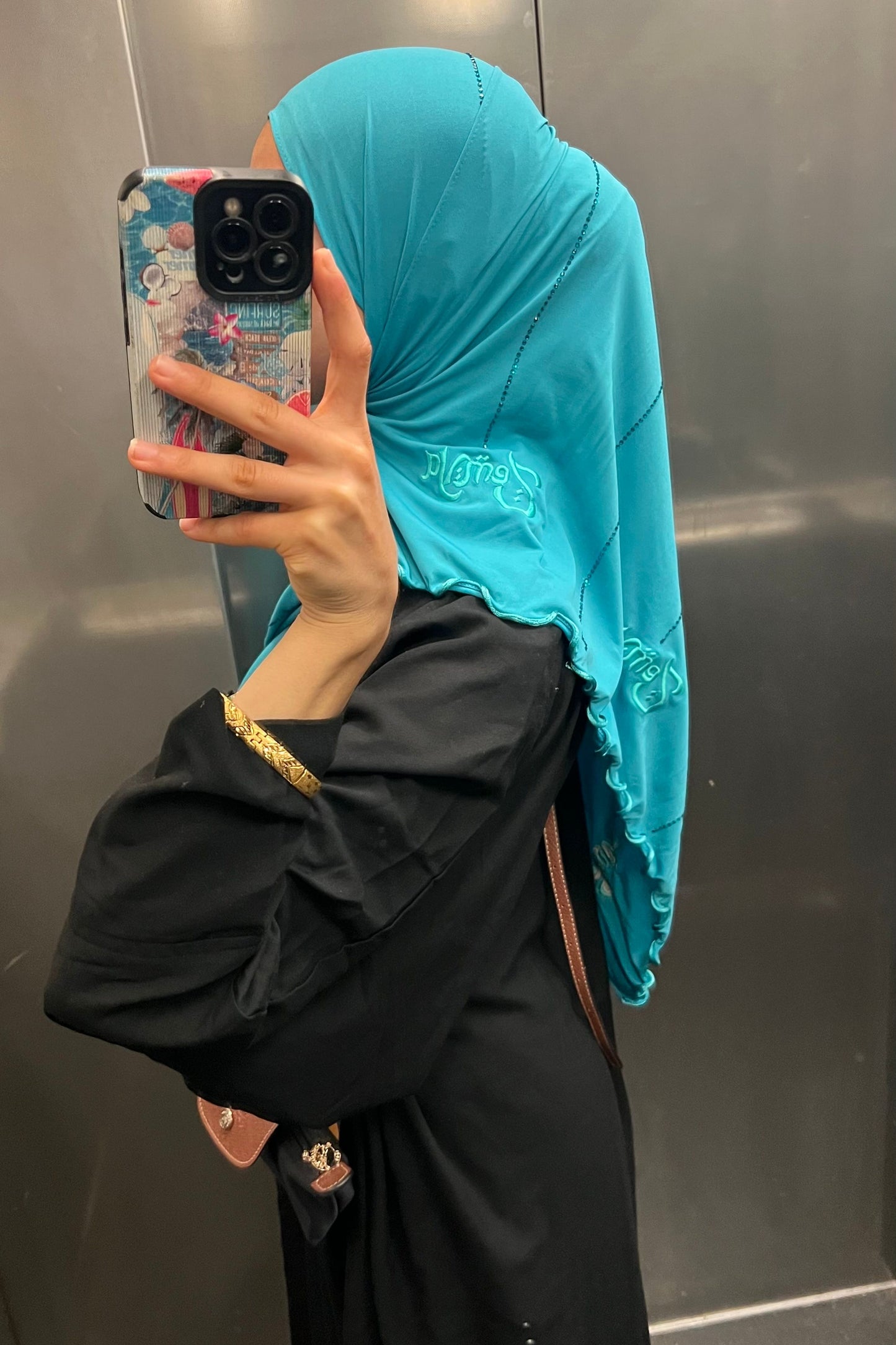 (Pre-Order) Aqua - Zemya Rope Rhinestone Premium Hijab