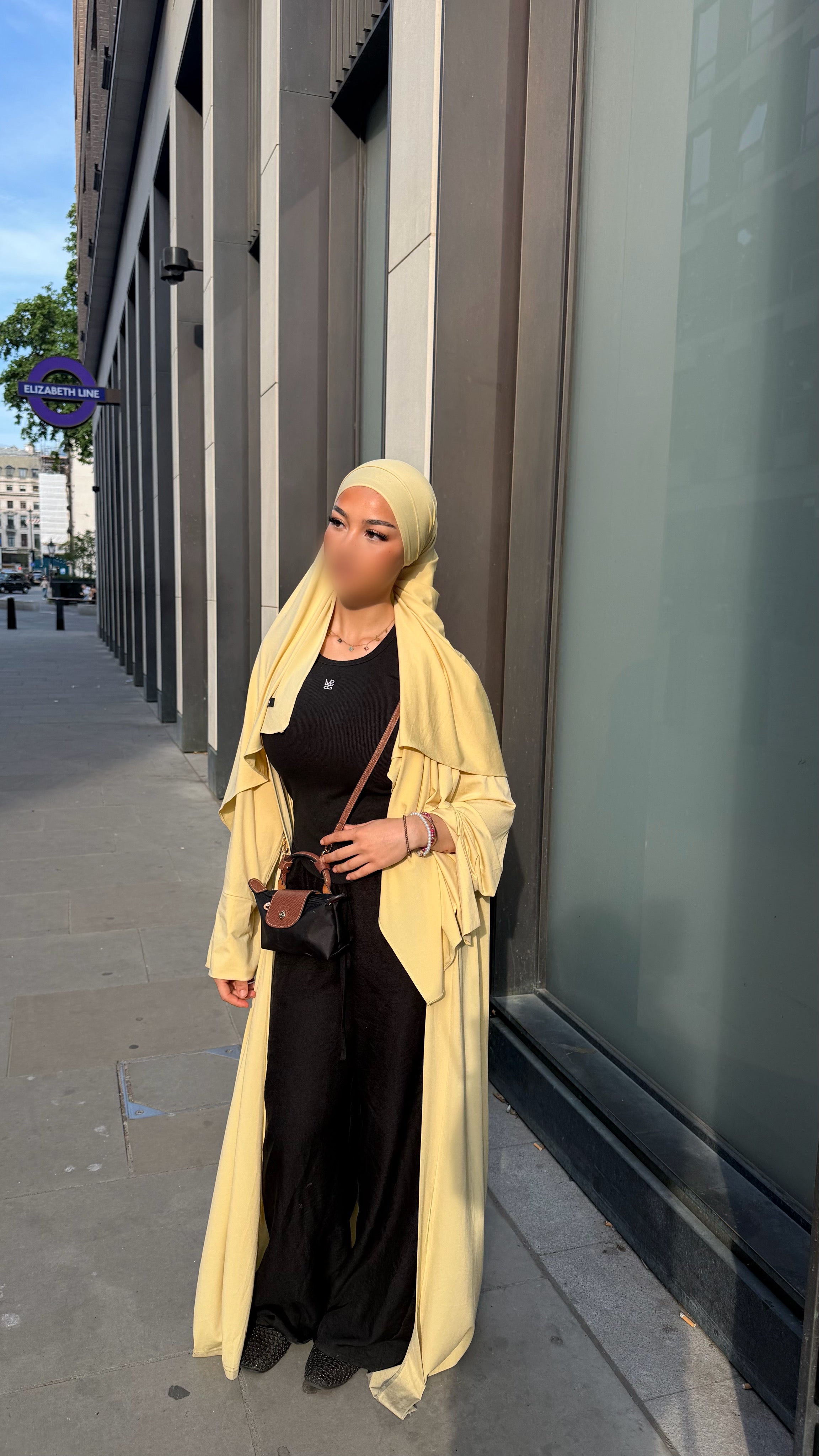 Open Premium Jersey Abaya - Butter Yelow