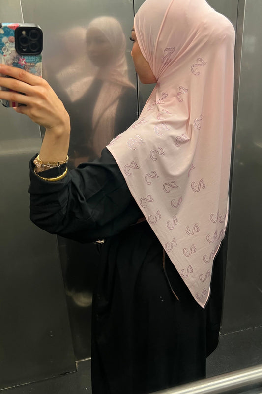 (Pre-Order) Pastel Pink - Rhinestone Liquid Hijab