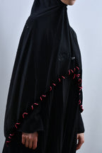 Black - Pink Rope Rhinestone Premium Hijab