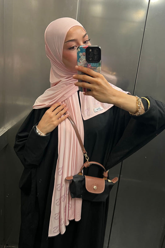(Pre-Order) Pastel Pink - Rhinestone Liquid Hijab