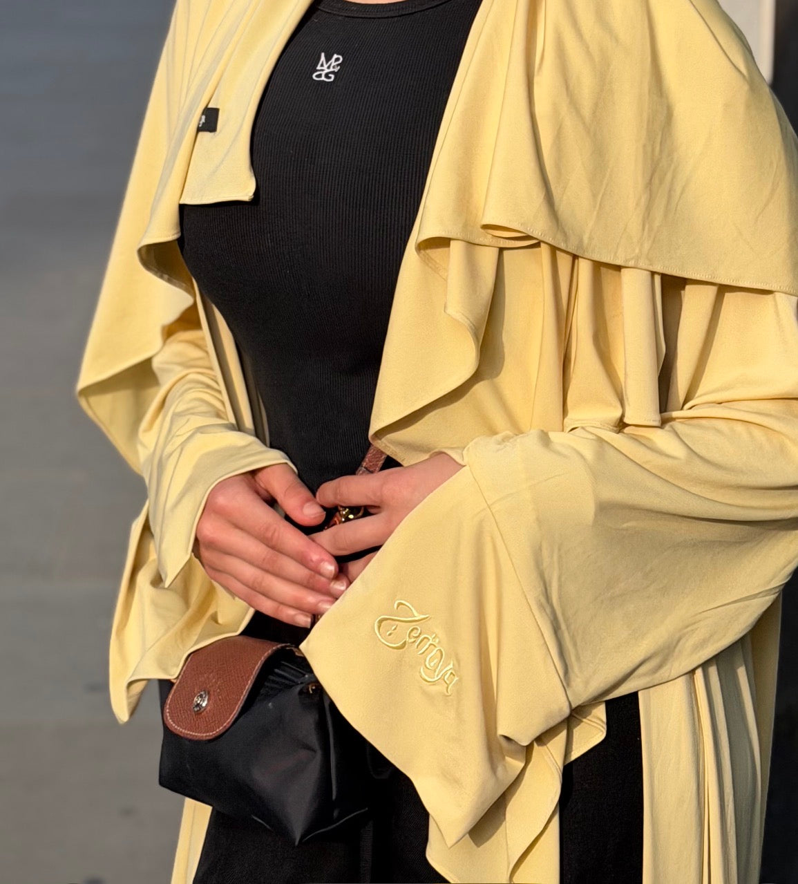 Open Premium Jersey Abaya - Butter Yelow