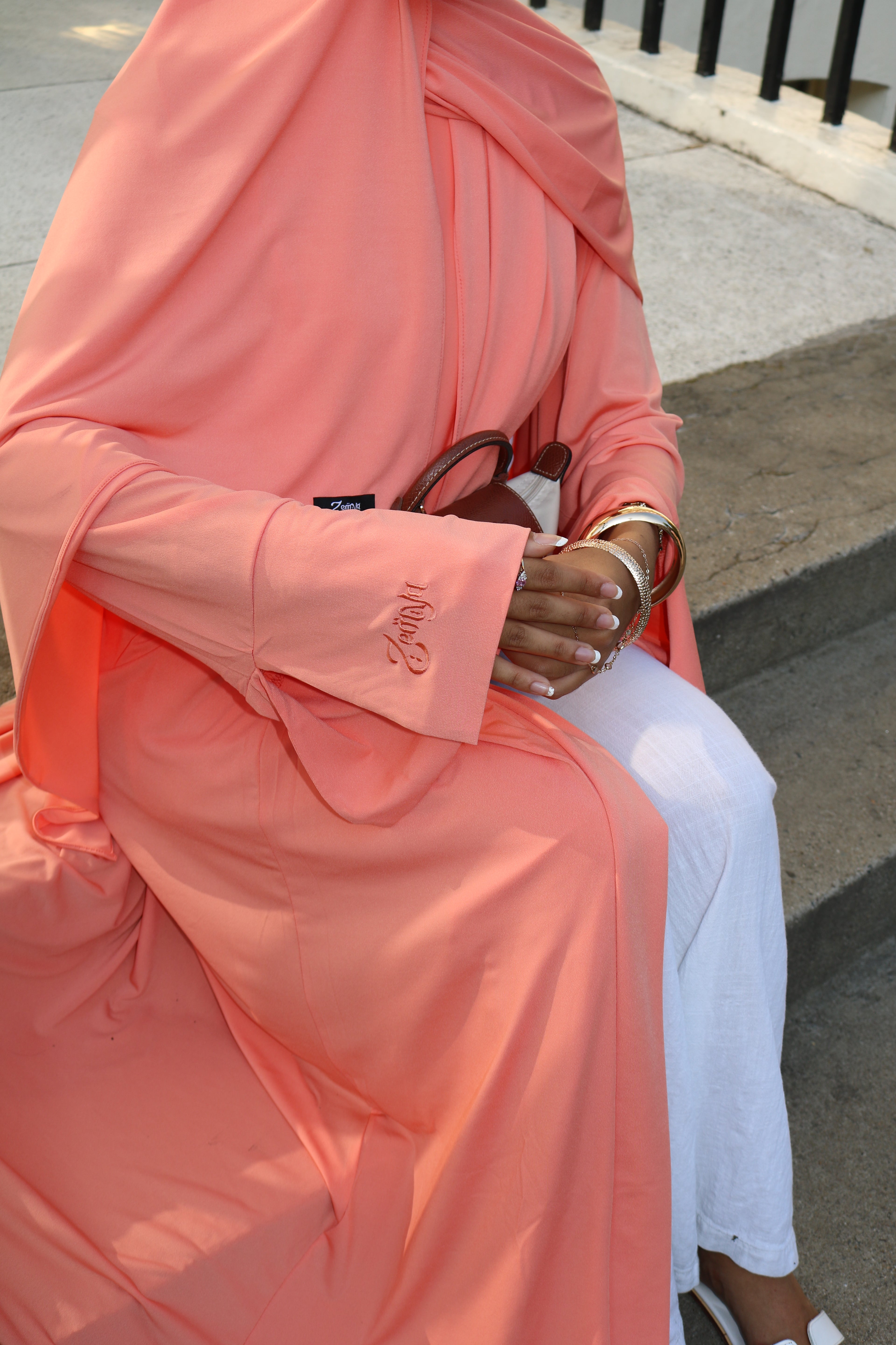 Open Premium Jersey Abaya - Coral