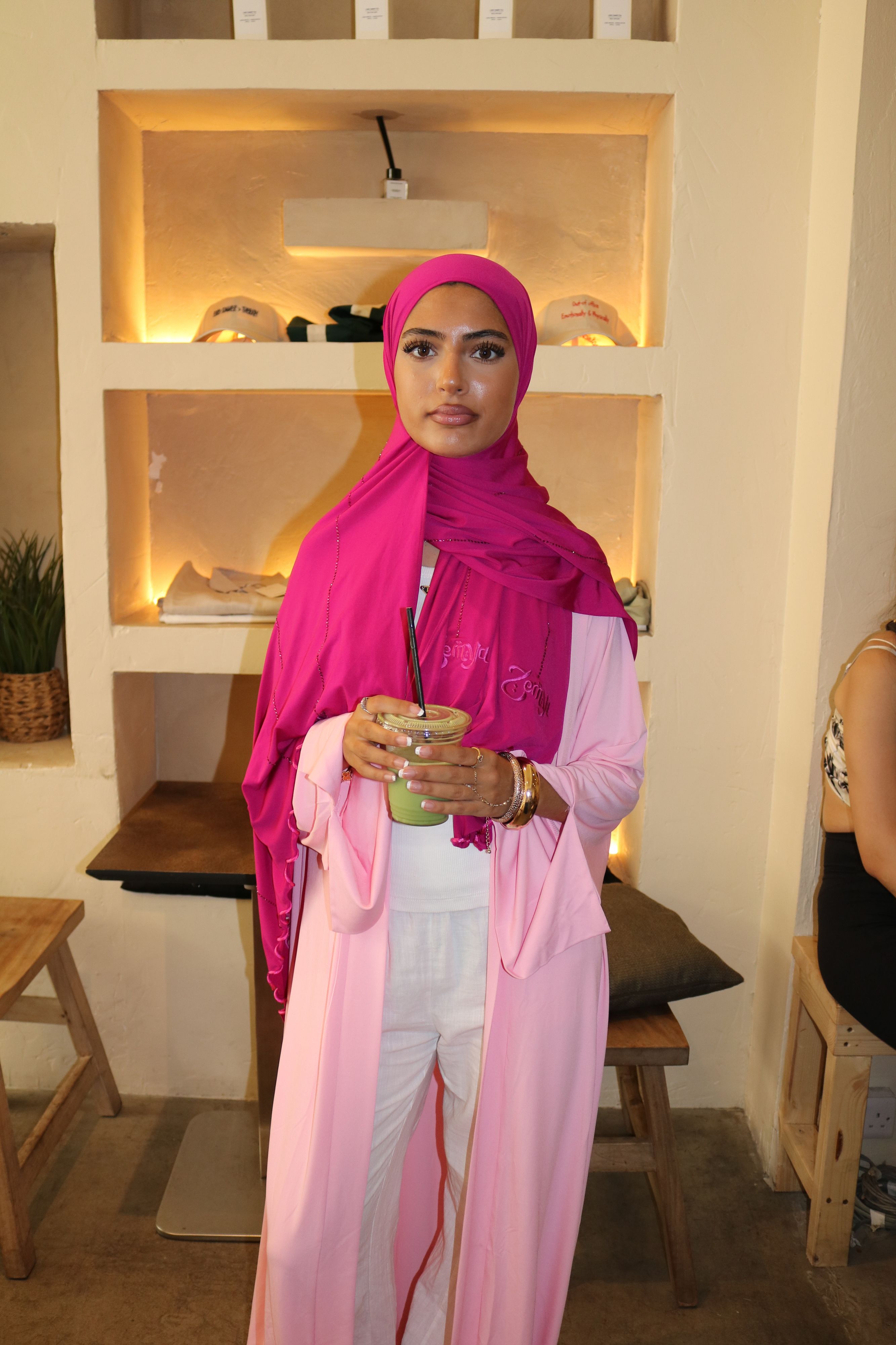 Open Premium Jersey Abaya - Baby Pink