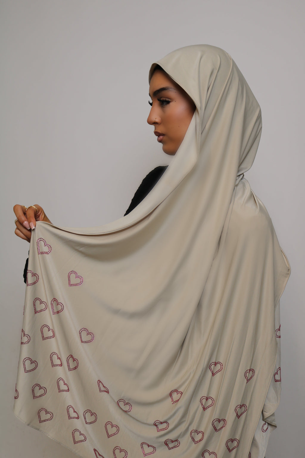 Light Beige Amore - Liquid Rhinestone Hijab