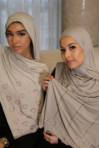 Light Beige Amore - Liquid Rhinestone Hijab