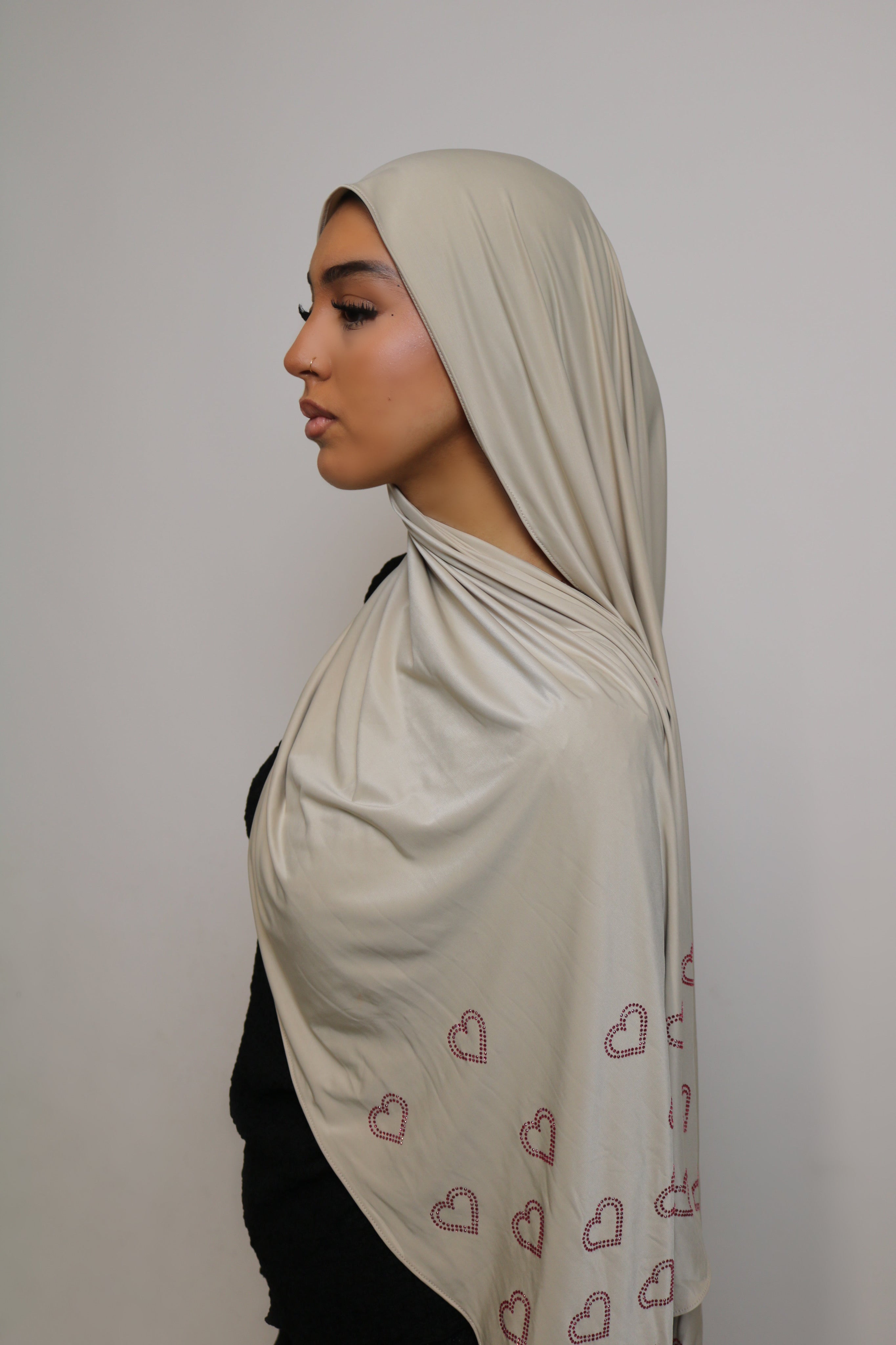 Light Beige Amore - Liquid Rhinestone Hijab