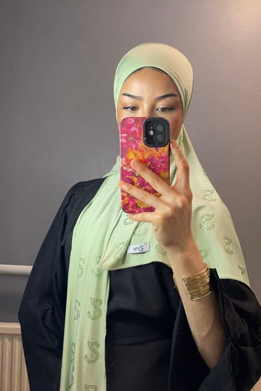 Matcha - Rhinestone Liquid Hijab