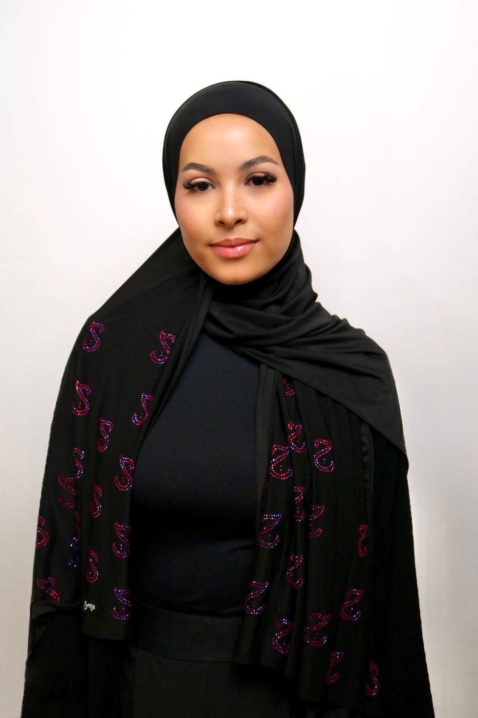 Aurora Noir - Liquid Rhinestone Hijab