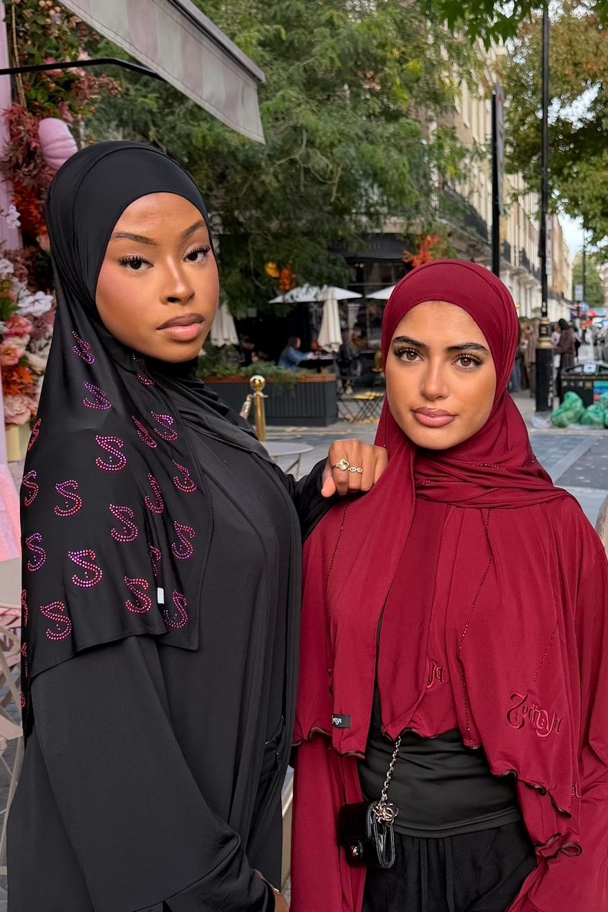 Aurora Noir - Liquid Rhinestone Hijab