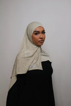Light Beige -  Liquid Rhinestone Hijab