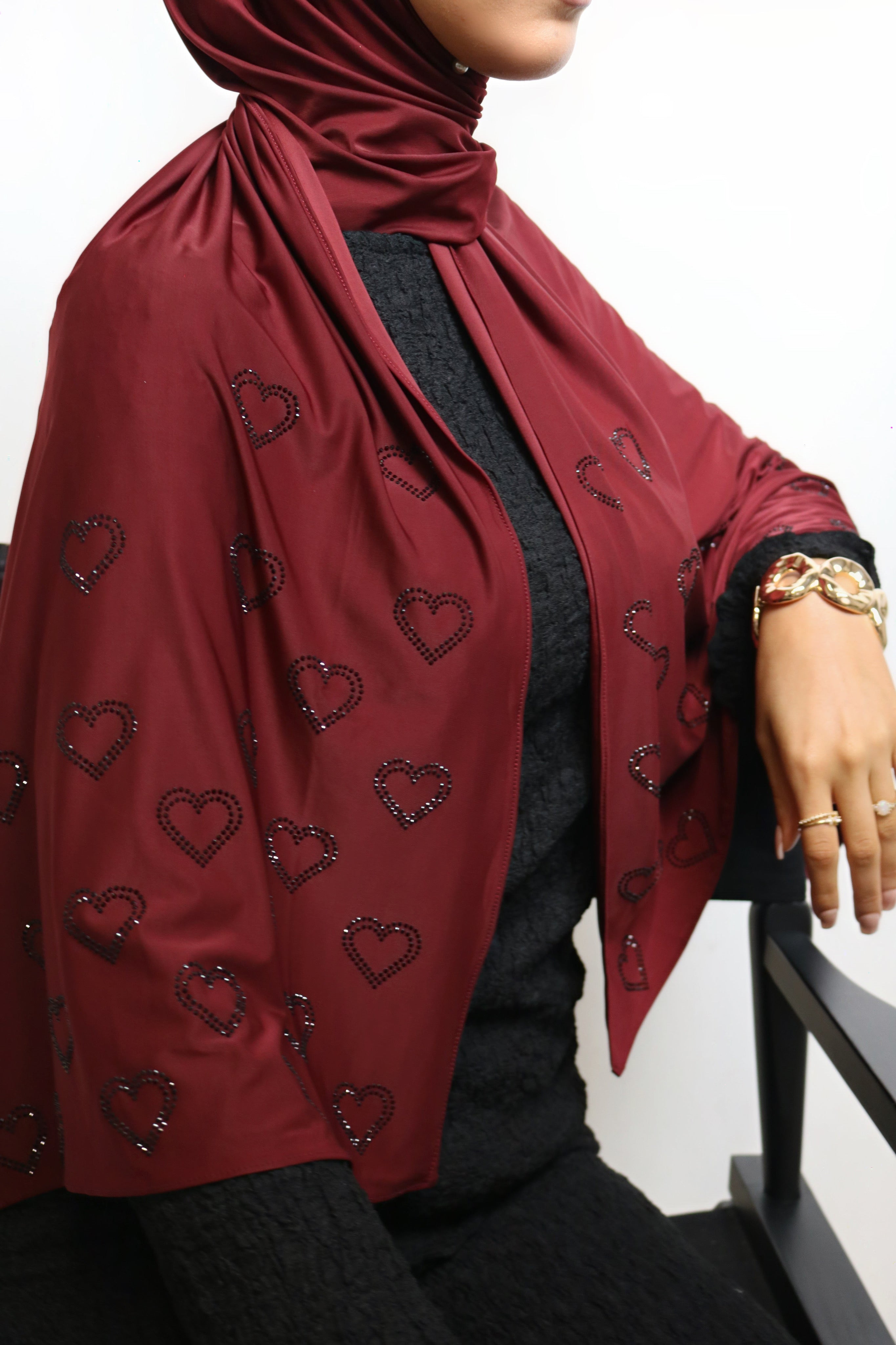 Burgandy Amore - Liquid Rhinestone Hijab