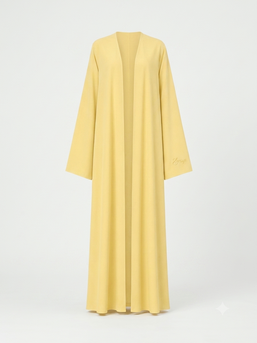 Open Premium Jersey Abaya - Butter Yelow