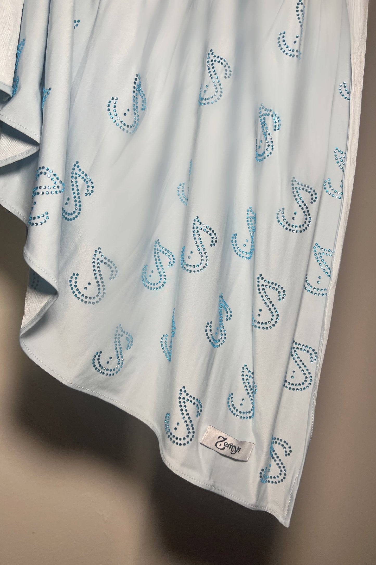 Baby Blue Liquid Rhinestone Hijab