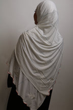 White - Pink Rope Rhinestone Hijab