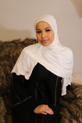 White - Pink Rope Rhinestone Hijab